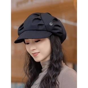 帽子女款2026新款大头围褶皱云朵八角帽显脸雷帽春秋款女0125w