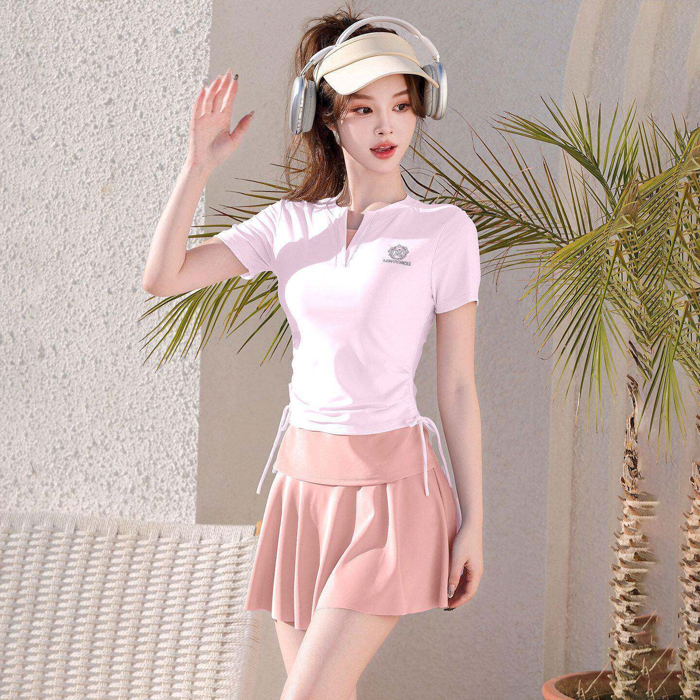 夏款泡温泉泳衣女2026年新款分体保守粉色感微胖女孩遮肉女0302d