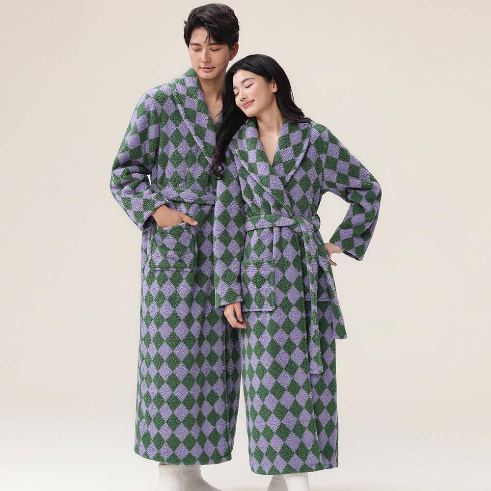 秋冬睡袍女款2025新款冬季法兰绒男款浴袍珊瑚绒情侣家居服1009c