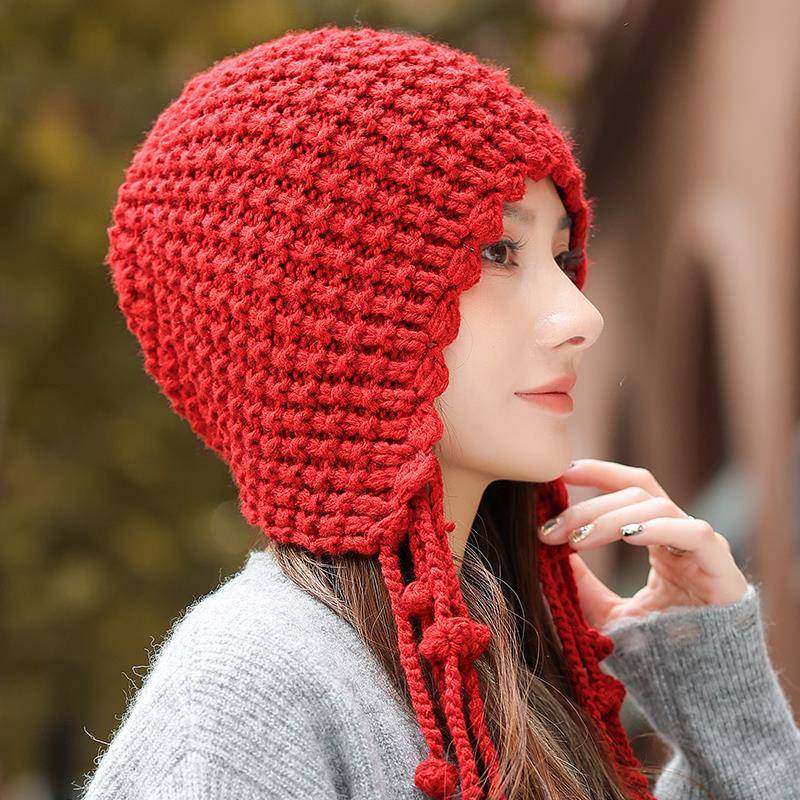帽子女款秋冬季保暖防寒毛线帽2025新款时尚流苏针织帽显脸1214r