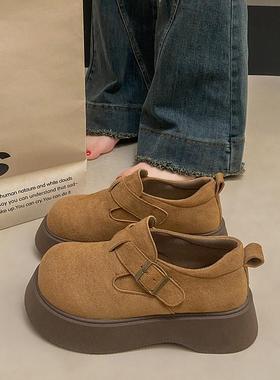 春季火松糕厚底勃肯单鞋女2026新款一脚蹬博肯鞋懒人乐福鞋0112z