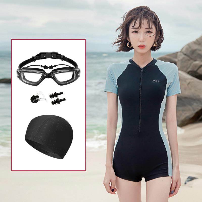 专业培训比赛考试连体泳衣女保守大码高初中学生显瘦防晒游0720r