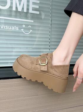 春季厚底勃肯鞋女2026新款覆古百搭小个子增高一脚蹬懒人博0112z