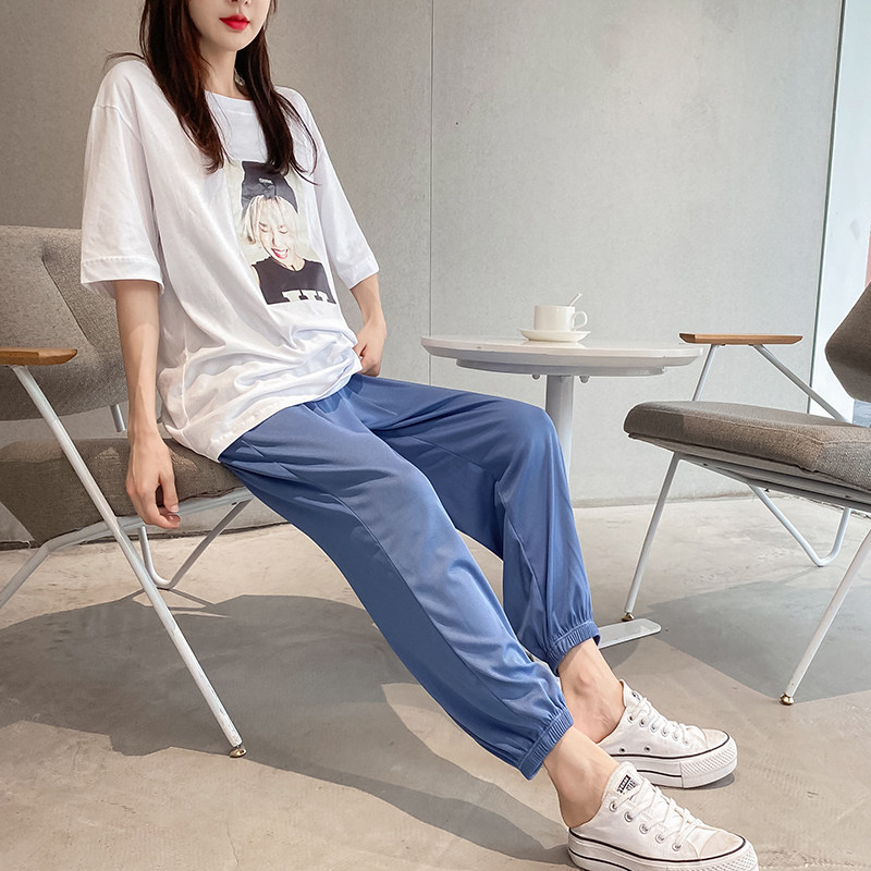 孕妇裤子夏季薄款秋季外穿潮妈冰丝打底防蚊长裤夏装孕妇装春秋装