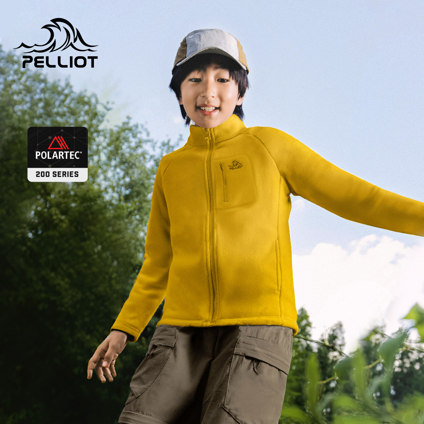 伯希和户外儿童抓绒衣Polartec 200防风保暖运动摇粒绒外套男女款