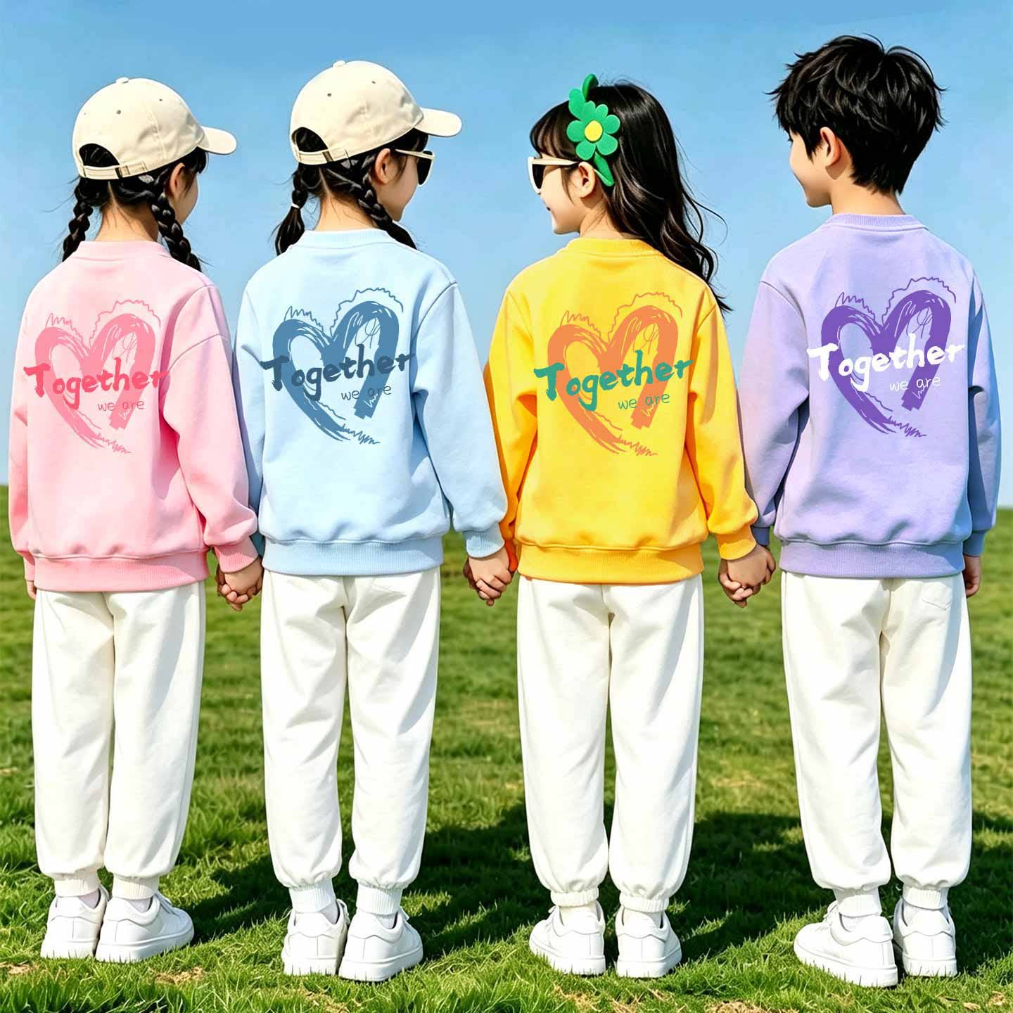 彩色儿童班服卫衣定制小学生幼儿园秋季运动会元旦多人演出服套装图片