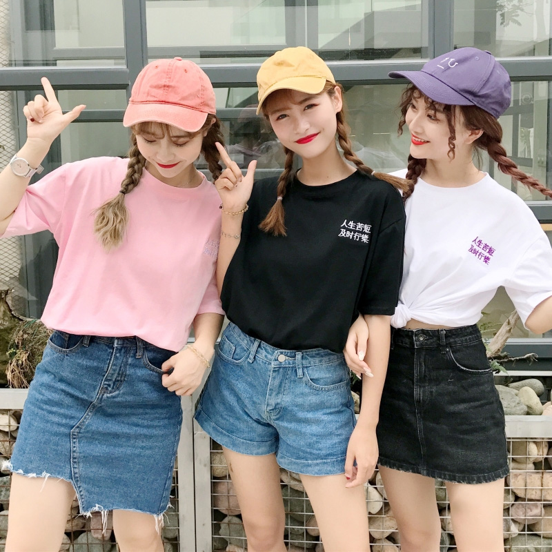 hiphop衣服怪味少女上衣嘻哈潮ins学生帅气闺蜜装夏季bf蹦迪衣t恤