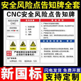 CNC数控车床岗位安全风险点告知牌告知卡风险辨识告知牌岗位明白