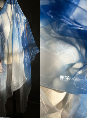 麦子欧根纱服装古风渐变网纱
