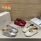 百搭玛丽珍鞋 巴宝秀软底魔术贴牛皮浅口单鞋 时尚 新款 女2026春夏季