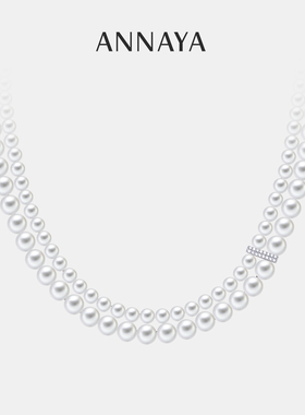 双层施家珍珠项链可搭配胸针