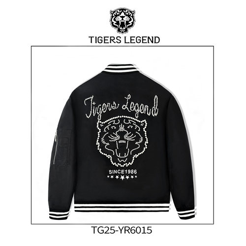 TIGERS LEGEND重工钉珠潮牌时尚棒球男女同款羽绒服外套YR6015