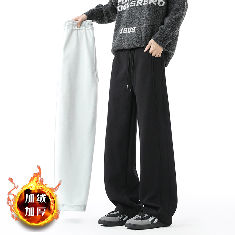 弯刀裤男秋冬重磅脏脏裤子宽松休闲裤A166-NK351-特P33加绒38控65，男装卫衣，电商A166