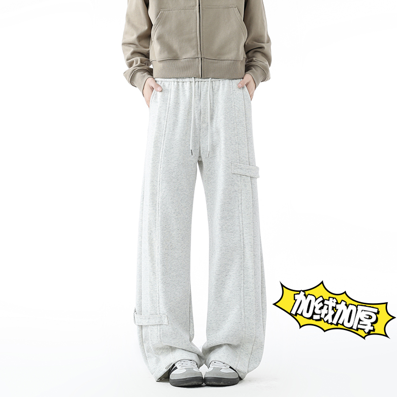 休闲裤子男秋冬直筒宽松运动卫裤A166-KB4035-特P42加绒48控79，男装休闲裤，电商A166