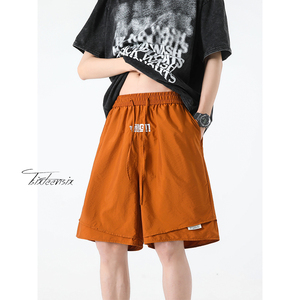 美式速干紫色刺绣短裤男夏季多巴胺五分裤A166-DA5308-特P28控49图片