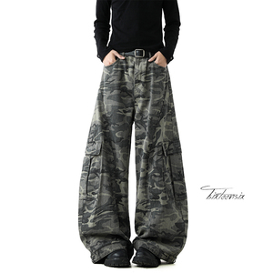 美式迷彩工装裤男春季廓形休闲宽松弯刀裤A166-NA5814-特P70控118，男装工装外套，电商A166