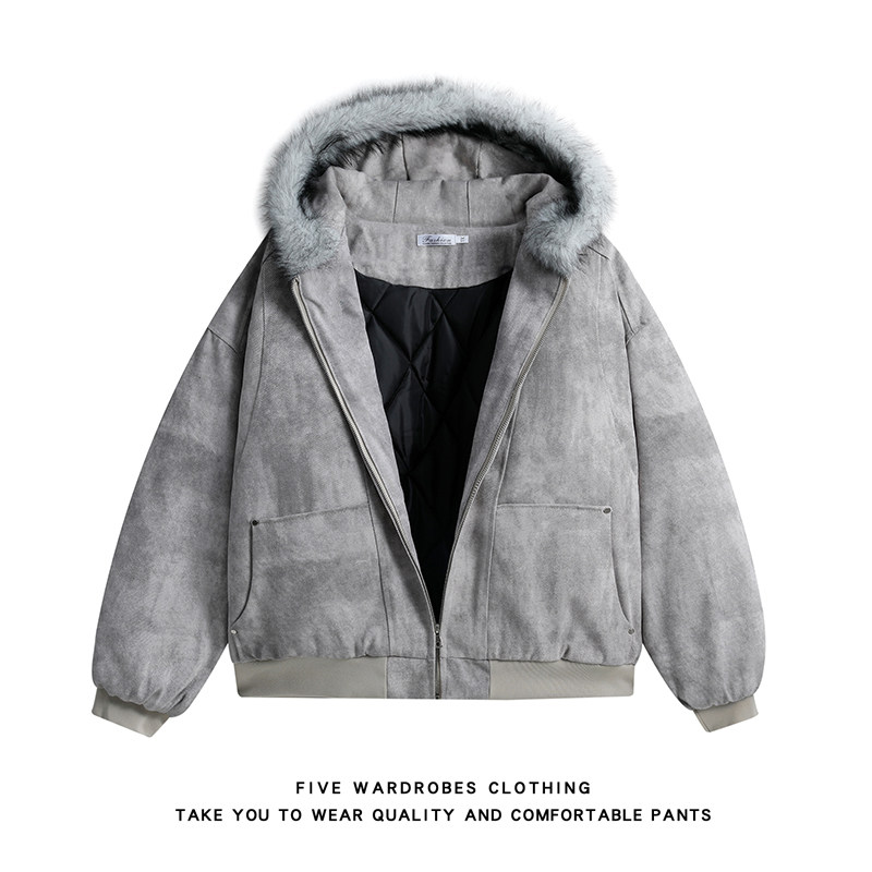 美式扎染座山雕连帽棉服外套男冬季复古棉衣A166-ZSM668-特P100，男装棉衣，电商A166