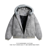 美式扎染座山雕连帽棉服外套男冬季复古棉衣A166-ZSM668-特P100，男装棉衣，电商A166