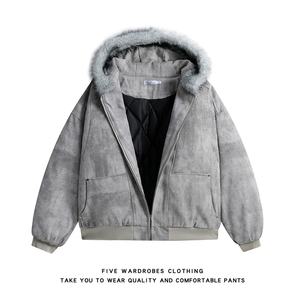 美式扎染座山雕连帽棉服外套男冬季复古棉衣A166-ZSM668-特P100，男装棉衣，电商A166