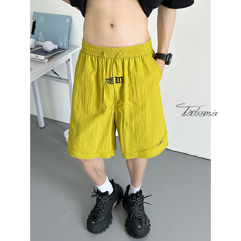 美式刺绣短裤男款夏季多巴胺冰丝五分裤子A166-DA5308-特P28控49,男装牛仔裤,电商A166