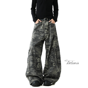 美式复古迷彩阔腿工装裤男高街潮牌弯刀裤A166-NA5814-特P70控118，男装工装外套，电商A166