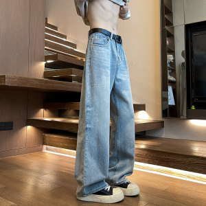 美式复古cleanfit牛仔裤男宽松垂感直筒长裤A166-NA5J01-P45控69，男装牛仔裤，电商A166