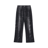 美式街头闪电纹牛仔裤男秋季水洗猫须微喇裤子A166-N554-P55控85，男装牛仔裤，电商A166