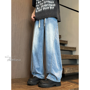 牛仔裤男夏季薄款宽松cleanfit冰丝弯刀裤A166-NA5303-特P40控75图片
