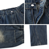 阔腿牛仔裤男秋冬美式cleanfit潮牌弯刀裤子A166-K018-特P45控75，男装牛仔裤，电商A166