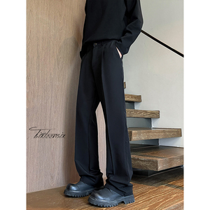 垂感西裤男秋季潮牌高腰休闲直筒西装裤子A166-KW5514-特P45控85,男装西裤,电商A166