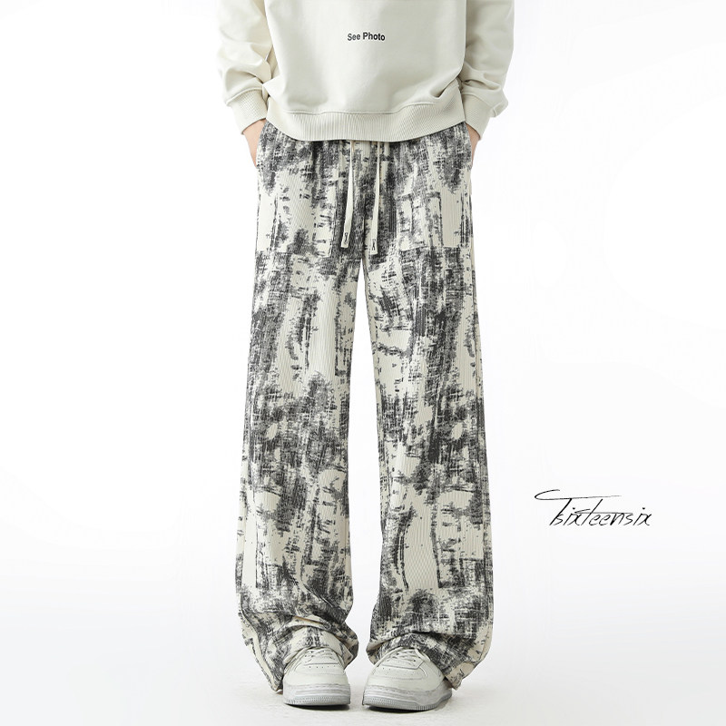 扎染灯芯绒裤子男春季宽松直筒裤美式休闲裤子A166-CK301-P45控78，男装休闲裤，电商A166