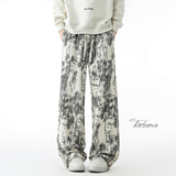 扎染灯芯绒裤子男春季休闲裤垂感美式直筒裤子A166-CK301-P45控78，男装休闲裤，电商A166