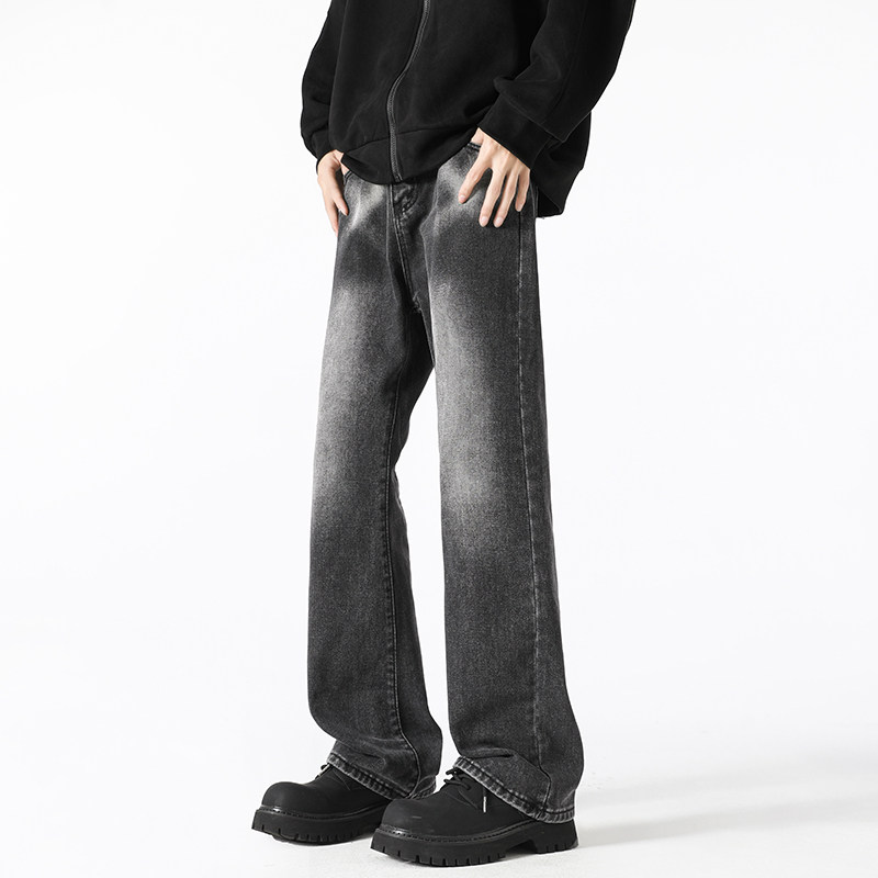美式复古阔腿裤子男牛仔裤cleanfit宽松微喇裤A166-N568-P50控85,男装牛仔裤,电商A166