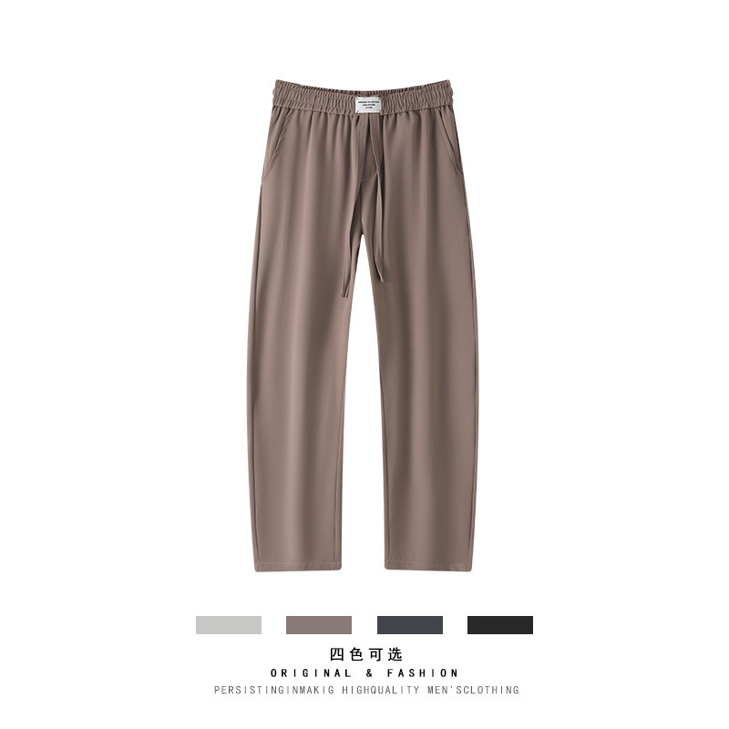 冰丝休闲裤男夏季宽松直筒垂感美式弯刀西裤A166-KA5405-P45控78,男装西裤,电商A166