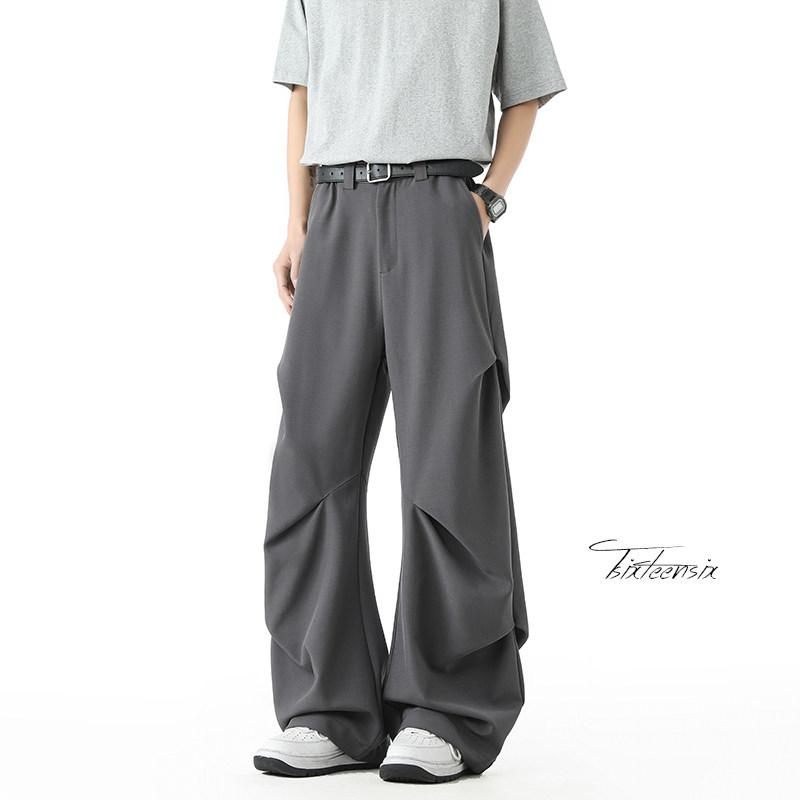 美式褶皱西裤男2026春季高街宽松伞兵裤子A166-KA5907-特P45控69，男装西裤，电商A166