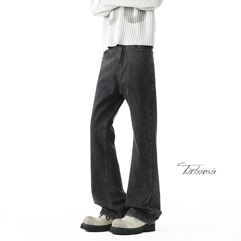 美式水洗做旧牛仔裤男秋季高街宽松微喇长裤子A166-N558-P50控78，男装牛仔裤，电商A166