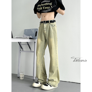 美式复古cleanfit牛仔裤男水洗高街vibe微喇裤A166-NA5201-特P32图片
