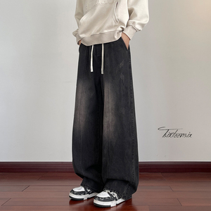 美式水洗猫抓牛仔裤男冬季复古直筒裤子A166-K006-P50加绒60控78图片