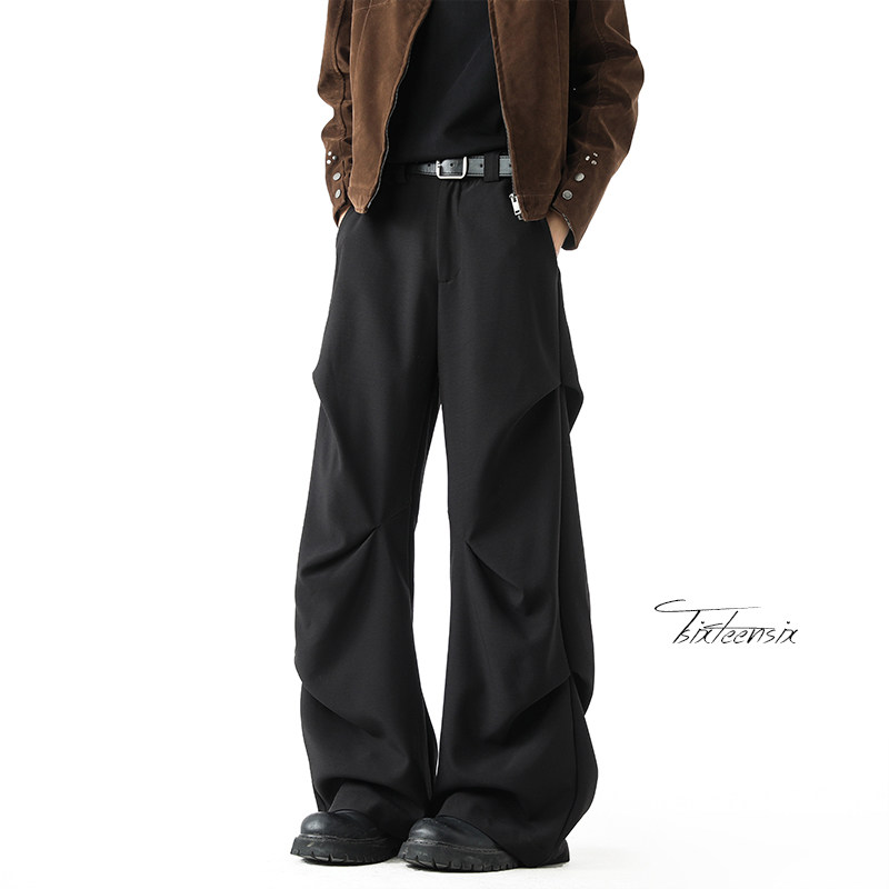 cleanfit微喇褶皱西裤男春季垂感休闲长裤A166-KA5907-特P45控69，男装西裤，电商A166