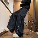 美式复古纽扣弯刀牛仔裤男秋季宽松垂感长裤A166-NA5815-P75控138，男装牛仔裤，电商A166