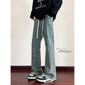 毛边微喇牛仔裤男秋季美式高街cleanfit裤子A166-K011-P45控65图片
