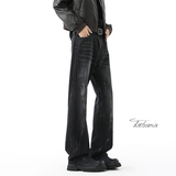 美式街头闪电纹牛仔裤男秋季水洗猫须微喇裤子A166-N554-P55控85，男装牛仔裤，电商A166