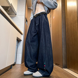 美式复古纽扣弯刀牛仔裤男秋季宽松垂感长裤A166-NA5815-P75控138，男装牛仔裤，电商A166