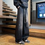 水洗猫抓牛仔裤男美式高街vibe直筒裤子A166-K006-P50加绒60控78，男装牛仔裤，电商A166