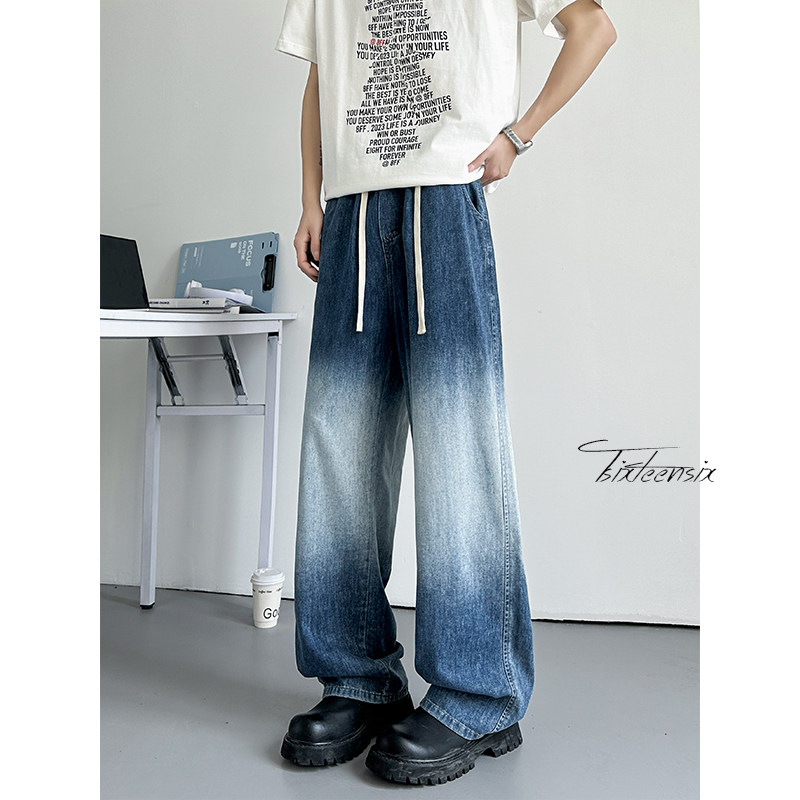 美式渐变天丝牛仔裤男夏季冰丝凉感阔腿裤A166-NA5302-特P40控75,男装牛仔裤,电商A166