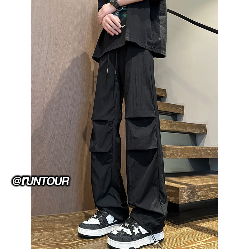 美式褶皱冰丝伞兵裤男夏季薄款运动休闲裤A166-YK147-特P25控48,男装休闲裤,电商A166