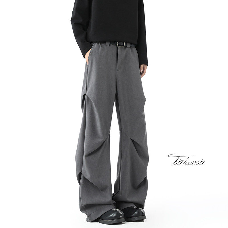 褶皱休闲裤男春秋cleanfit美式宽松西裤A166-KA5907-特P45控69，男装西裤，电商A166