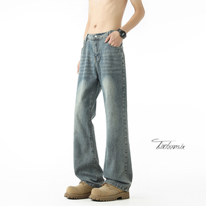 复古蓝牛仔裤男春季vintage裤子美式高街微喇裤A166-NA5201-特P32，男装牛仔裤，电商A166