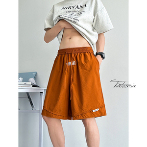 美式刺绣短裤男款夏季多巴胺冰丝五分裤子A166-DA5308-特P28控49图片