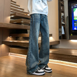 高街竹节纹牛仔裤男冬美式微喇长裤休闲裤A166-NA5J14-特P40控75，男装牛仔裤，电商A166